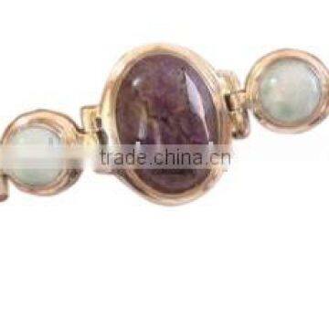 Sterling Silver LARIMAR & SUGILITE. Bracelet, Semiprecious Bracelet