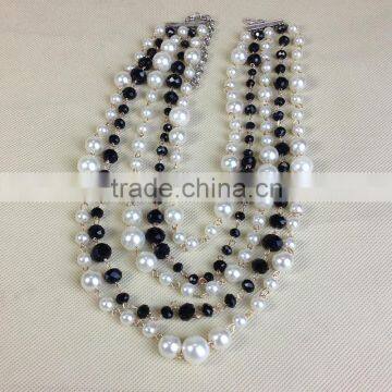 European And American Vintage Crystal Pearl Multilayer Exaggerated Alloy Chain Necklace photo-3