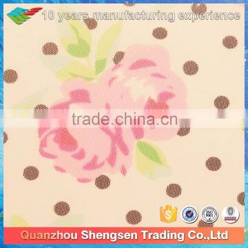 printed flower 97 polyester 3 spandex mesh fabric