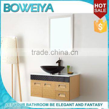 Spanish Style Space Saving Wall Mounted Stainless Steel Bathroom Cabinets with Wash Basin