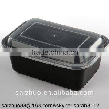 1000ml Microwave safe eco-friendly PP black plastic food container with FDA approval