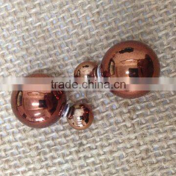 Fashion Imitation Double Ball Stud Pearl Earrings For Women photo-3