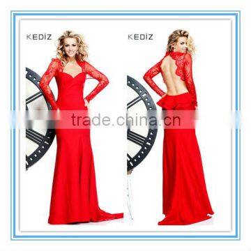 Sexy Red Long Sleeve Backless Indian Style Prom Dresses(EVTA-1009)