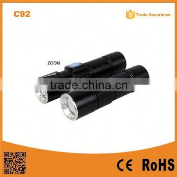 C92 Build in Battery Adjustable usb flash drive flashlight