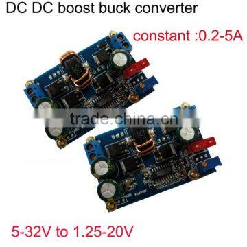 Voltage input 5-32V to output 1.25-20V adjustable constant current 0.2-5A DC DC boost buck converter