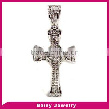 latest fashion top quality stainless steel cross diamond pendant jewelry