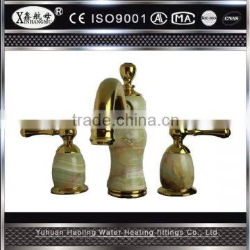 Brass Material Natural Jade Faucets Bathroom Antique Gold Plating Faucet photo-2