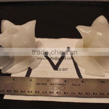 Flower Shaped White Onyx Candle Holder