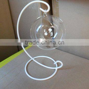 Fashion Clear Glass Round With 1 Hole Flower Plant Stand Hanging Vase Hydroponic Home Office Wedding Decor photo-2