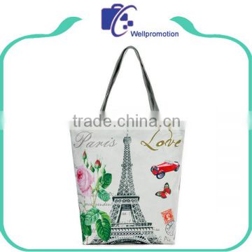 Women canvas beach tote bag with custom print