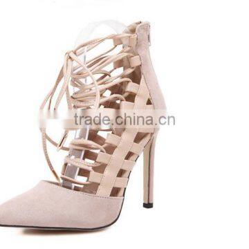 CX161 hot selling lady criss-cross striped high heel sandal shoe