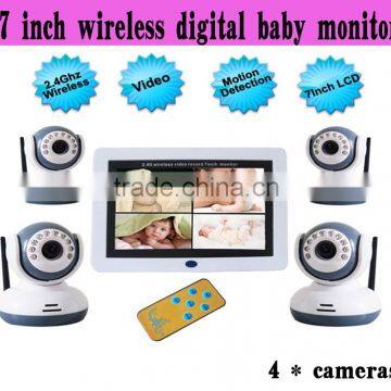 7 inch screen Two-way intercom digital baby monitors & support motion recording