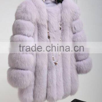 China Manufactrue Direct Sale Short Korean Style Real Purple Fox Fur Coat for Elegant Women