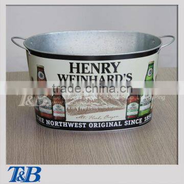 galvanized metal bar handles tin beer bucket