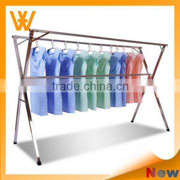 Stainless steel double pole adjustable telescopic garment hanging stand