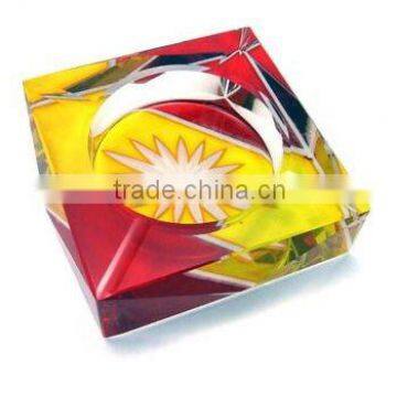 round crystal ashtray smoking with engraved logo color (R-1001