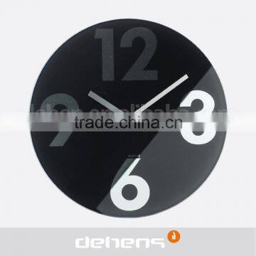 DEHENG 14'' modern big mirror numbers glass wall clock