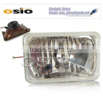 7' SQUARE headlight Red brown Iron Semi Sealed Beam 12V/24V Auto Halogen Lamp Install H4 or HID H4 Xenon Bulb