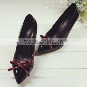 New Fashion Genuine Leather Pointed Toe High Heel Dress Shoes Elegant High Heel Bowknot Fashion Shoes CP6677