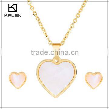 24kt gold plated dubai fashion wholesale heart jewelry stainless steel set