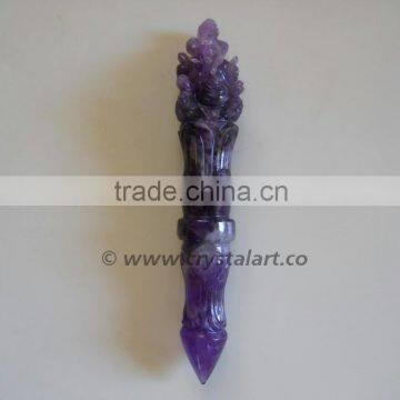 AMETHYST AGATE CARVING GANESHA HEALING STICK