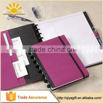 spiral pu leather notebooks refillable business notepads with pen loop & pockect