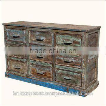Industrial Reclaimed Wood Chest of Drawer, Small Filling Cabinet