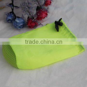 Durable small nylon drawstring pouch with mesh