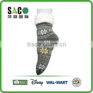 snow pattern acrylic indoor shoes added fleece lining