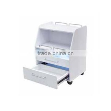 White beauty salon trolley with UV sterilization and anticollision drawer