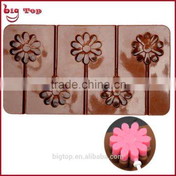 BT0091 5 Holes Lollypop Shape Silicone Ice Tray Silicone Flower Shape Ice Cube Flowe Shape Silicone Chocolate Mold photo-3