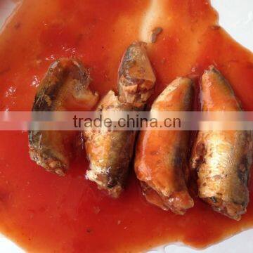 Hot Sale Fish Canned Sardines in tomato sauce with 155g