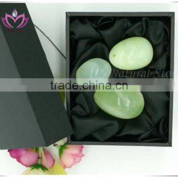 only polished hand-made natural green Xiuyan jade stone kegel egg weights kegel egg stone with gift box