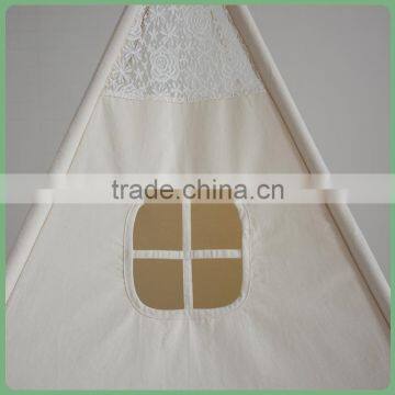 Wholesale Low MOQ Plain Calico Lace Indoor Kids Teepee photo-4
