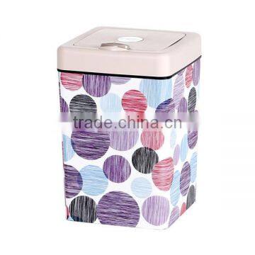 European Style Plastic Trash Can Bucket Square With Lid Trash Bin 13L photo-2