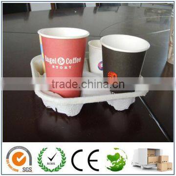 ECO Molded Pulp Cup Carrier/Cup Tray/4 Cup Carrier with Paper Cup