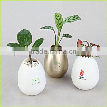 Home & garden usage egg shape glazed plastic flower plant pot