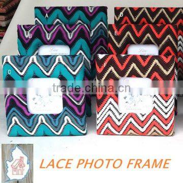 Cloth Wrap Square Picture Frame With Lace Maerial photo-2