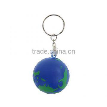 Portable foam rubber earth anti stress keyring with earth pu ball