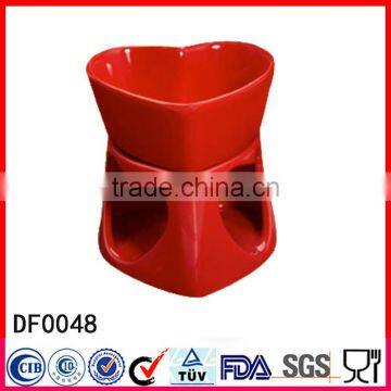 Custom Design Kitchen Craft Heart Shape Red Mini Ceramic Cheese Chocolate Fondue Set photo-3