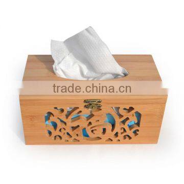 Imported High-Grade Pine Hollow Carved Flowers Napkin Box, Wooden Copper Buckle Chinese Style Tissue Box photo-2