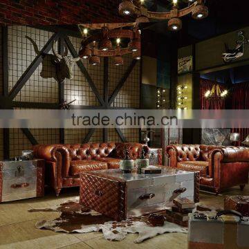 America Style High End Vintage Retro Style Genuine Leather Sofa S106# photo-4