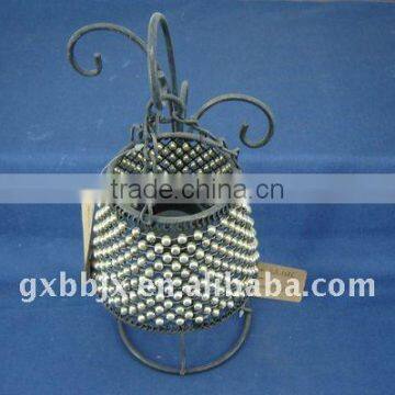 White pearl black wire decorative desk metal lantern