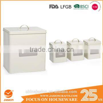 Airtight Retro Enamel Steel Bread Bin Biscuit Tin Tea/Coffee/Sugar Canisters Set of 5 photo-2