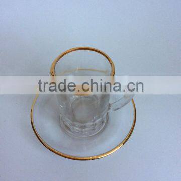 Custom Fashion Elegant Product Drinking Cup With Handle/A Cup and Saucer Decorated With Gold photo-2