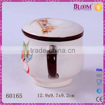 Handmade Craft Round Shape Ceramic Mug With Lid photo-2