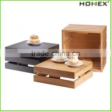 Bamboo Food Riser Square Crate Risers Homex BSCI/Factory