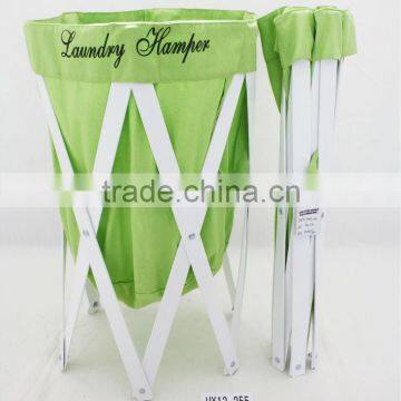 Wood laundry hamper fold