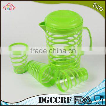 NBRSC Set of 4 Plastic Cold Spiral Water Kettle PS Bottle Double Layer Cups photo-4