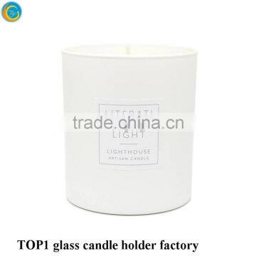 Matte Black White Glass Candle Holder With Wooden Lid